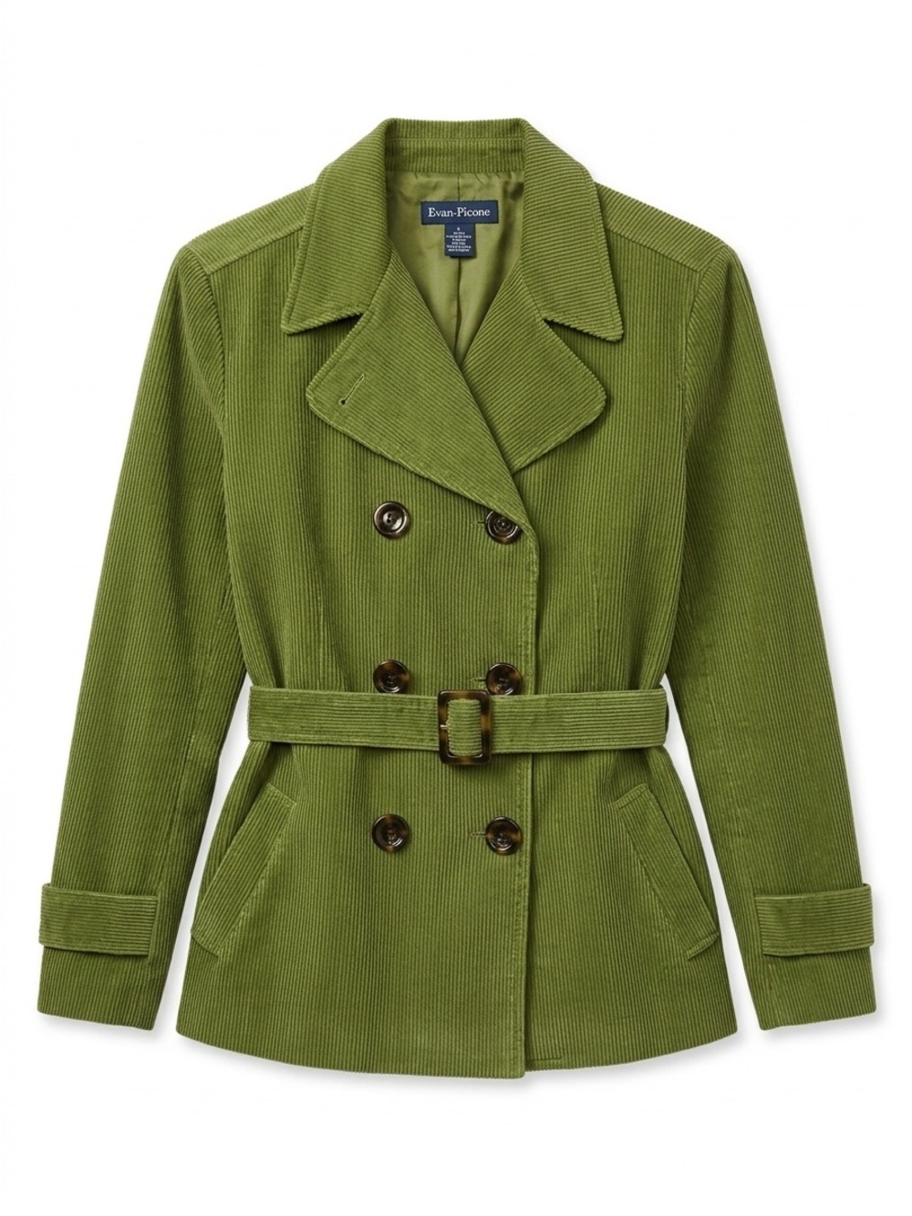 Evan Picone Green Corduroy Trench Blazer Women’s Size L